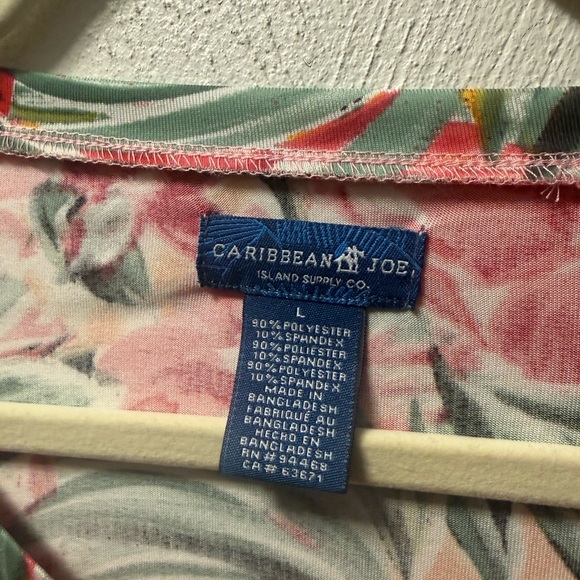 Caribbean Joe Feminine Pink Tropical Shift Tunic Mini Dress Resort Vacation L - Picture 4 of 4